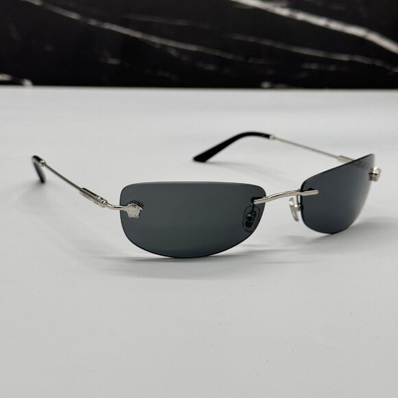 NEW MOD 2279 1000/87 VERSACE SUNGLASSES VE2279 100087 SILVER VE2279 1000/87 - Picture 1 of 11